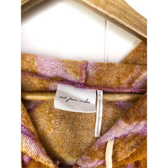 UO Out From Under Kelsey Fleece Zip Printed Hoodie Tie Dye Grow Deep Roots M - Picture 4 of 11